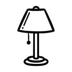 Obraz premium A black and white drawing of a table lamp hand drawing vector illustration