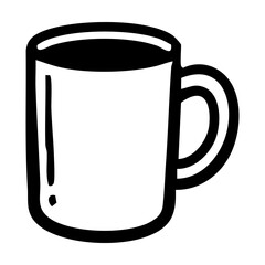 A black and white illustration of a mug hand drawing vector illustration
