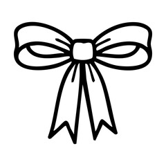 A simple black and white illustration of a bow tie hand drawing vector illustration