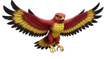 Fototapeta premium Red and yellow falcon illustration
