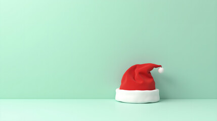 Santa Hat on Light Green Background
