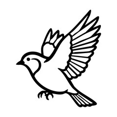 Line art of a bird in flight with wings spread wide hand drawing vector illustration