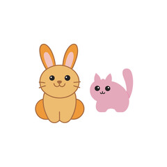 Fototapeta premium kawaii bunny with floppy ears vector flat colour