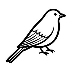 Simple black and white line drawing of a bird hand drawing vector illustration