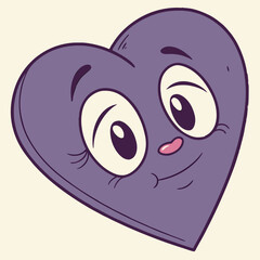 Cartoon Heart Character with Big Eyes and a Sweet Smile for Valentine s Day