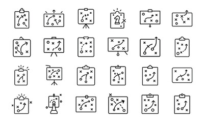 Comprehensive Business and Communication Outline Icon Set with Glowing Effects – Featuring Strategy, Finance, and Digital Tools