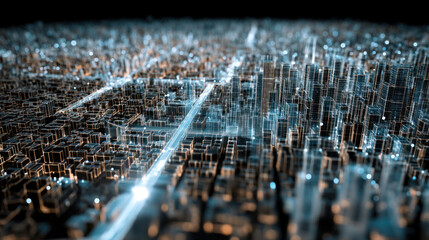 Modern city with wireless network connection and city scape concept. Wireless network and Connection technology concept with city background at night.