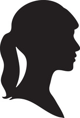 Elegant Female Face Silhouette, Black on White, Minimal Portrait