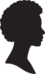 Elegant African Female Face Silhouette, Black on White, Minimal Portrait