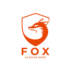 Fox Shield combinations logo design vector template. Fox Secure Company logo design