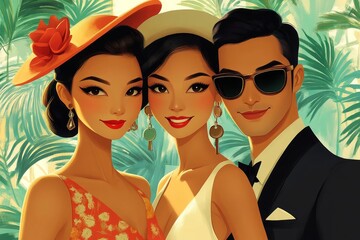 Happy Asian couple receiving keys to their new house from the landlord after a successful lease agreement, Generative AI