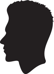 Elegant White Male Face Silhouette, Black on White, Minimal Portrait