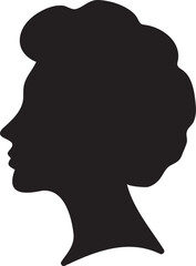 Elegant African Female Face Silhouette, Black on White, Minimal Portrait