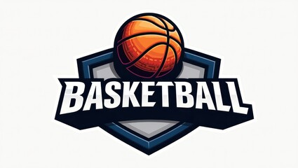 Basketball  design featuring a ball and shield.