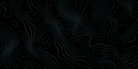 Fototapeta premium Futuristic black background with glowing contour lines, resembling a topographic map. Perfect for technology, sci-fi themes, or abstract design with depth and modern elegance.