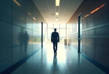 Fototapeta premium Generative AI Professional walking towards bright future opportunity and success