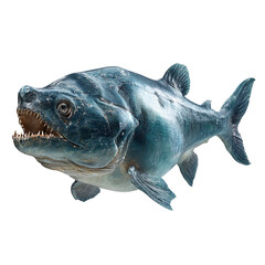 3d Rendered Bold and Fearsome Piranha Fish on Transparent Background