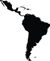 Silhouette of the Latin America map. America. South America. Mexico map. Vector illustration.