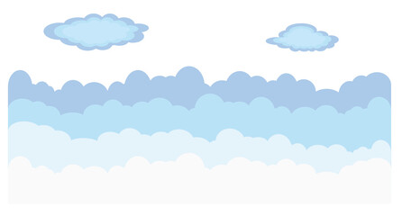 Cartoon Blue Sky with Layered Cloudscape – Vector Background