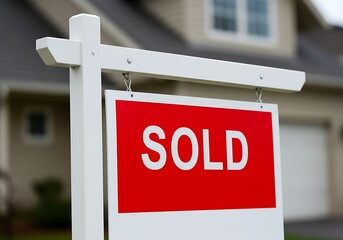 Real estate sold signage in front of house