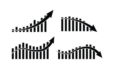 Bar Chart with Upward and Downward Arrows – Trend Analysis Icons