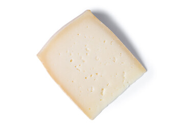 Wedge of Aged Hard Cheese isolated on white background
