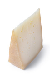 Wedge of Aged Hard Cheese isolated on white background