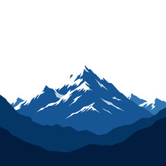 Blue Mountain Range with Snowy Peaks