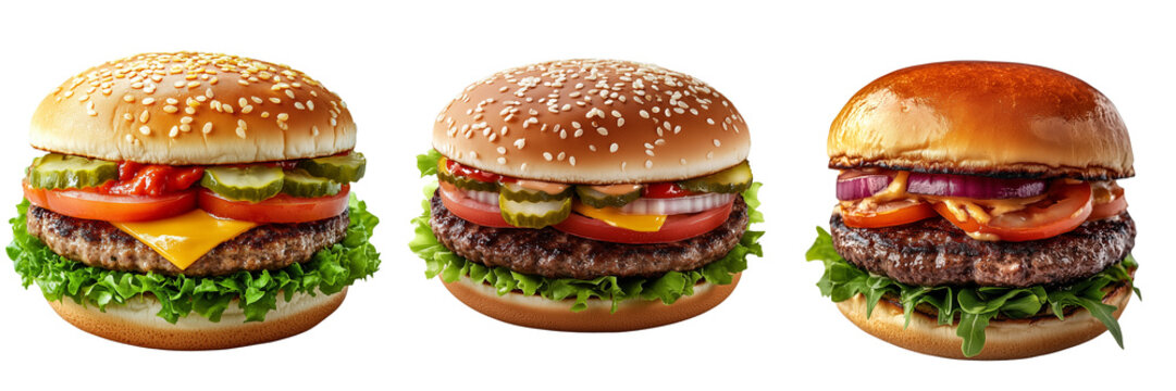 Set of a hamburger , isolated