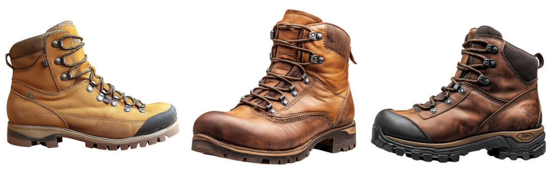 Set of a hiking boot , isolated