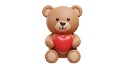 Naklejka premium Adorable teddy bear holding heart
