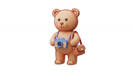 Adorable teddy bear with camera
