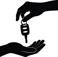 Black Vector Silhouette of Hand Giving Car Key