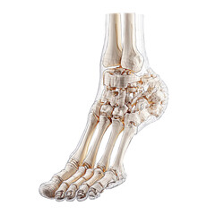 3D Transparent Foot Skeleton Rendering on transparent background