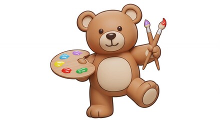 Obraz premium Teddy bear artist painting