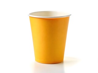Orange paper cup on white background yellow disposable cup