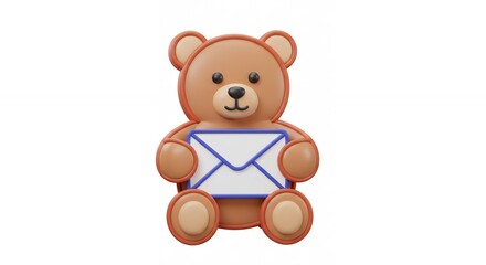 Obraz premium Teddy bear holding an envelope