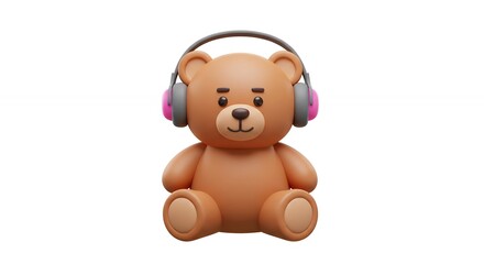 Teddy bear with headphones illustration