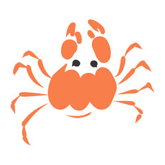 Hand drawn crab vector illustration isolated on white background. Aquatic animal in flat design. Perfect for logo, restaurant menu, fish market, banner, poster, sticker.