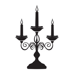 candle silhouette, candle vector illustration, candle icon, Hand drawn vintage candles in bronze candlestick, Elegant vector illustrations of candle