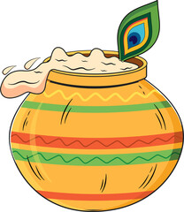 Celebrating happy Janmashtami festival of India with dahi handi vector illustration