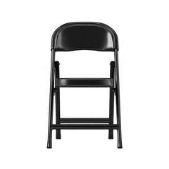Black folding chair, front view