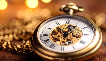 Antique pocket watch with visible gears