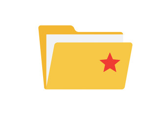 A simple, yellow folder icon with a red star, likely for a digital file.