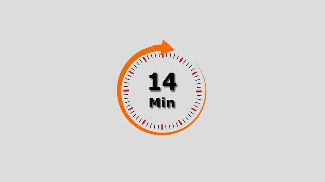 Abstract clock icon animation. arrow Clock 14 minute icon Digital and analog clock 14 minutes isolated on white background. and creating a stunning video.4k video	