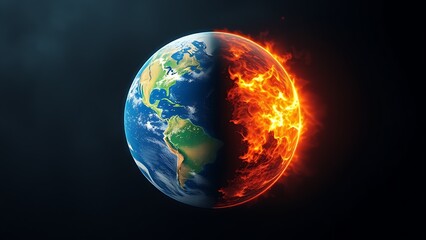 An abstract Earth split into glowing and dark halves, depicting global energy imbalance.