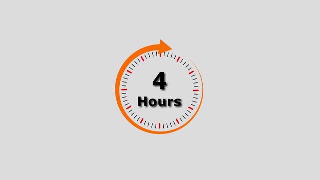 Abstract clock icon animation. arrow Clock 4 hours icon Digital and analog clock 4 hours isolated on white background. and creating a stunning video.4k video	