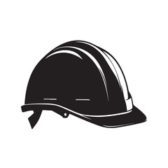 construction helmet silhouette, construction helmet Vector illustration, A hard hat safety helmet illustrated in a solid black silhouette, Safety Helmet silhouette in black on a white background