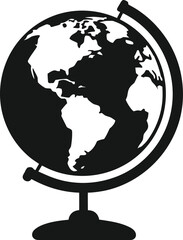 trendy black silhouette vector globe on stand