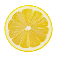 Fresh Lemon Slice on White - Citrus Fruit Cross-Section with Detailed Texture